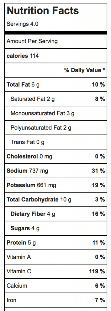 Creamy Cauliflower Alfredo Nutritional Facts