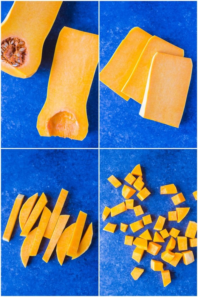 How To Roast Butternut Squash - step by step photos on how to cut it for cubed butternut squash