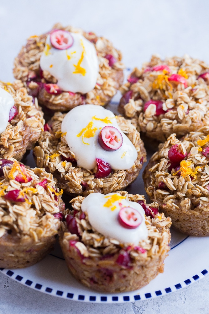 A plate of Orange Cranberry Baked Oatmeal Cups