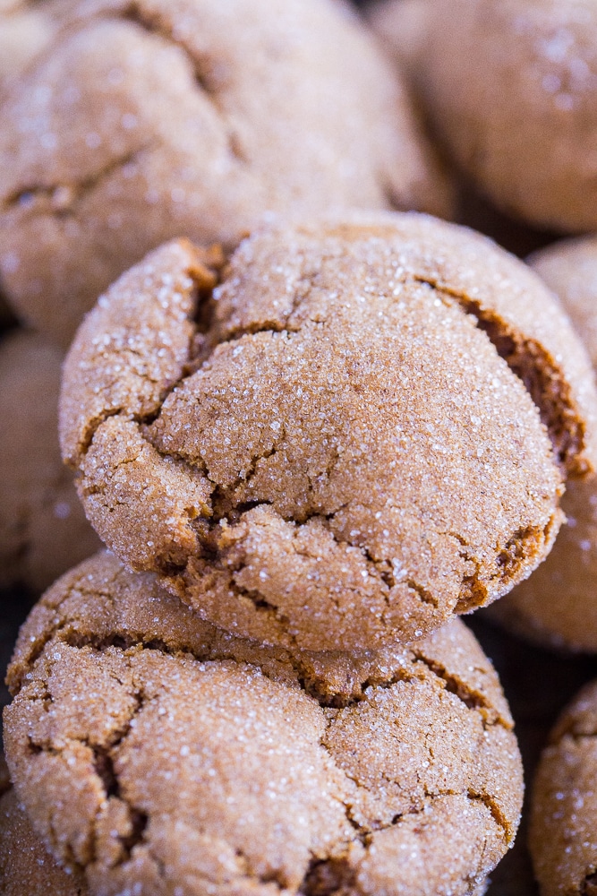 Close up of Vegan Soft and Chewy Molasses Cookies