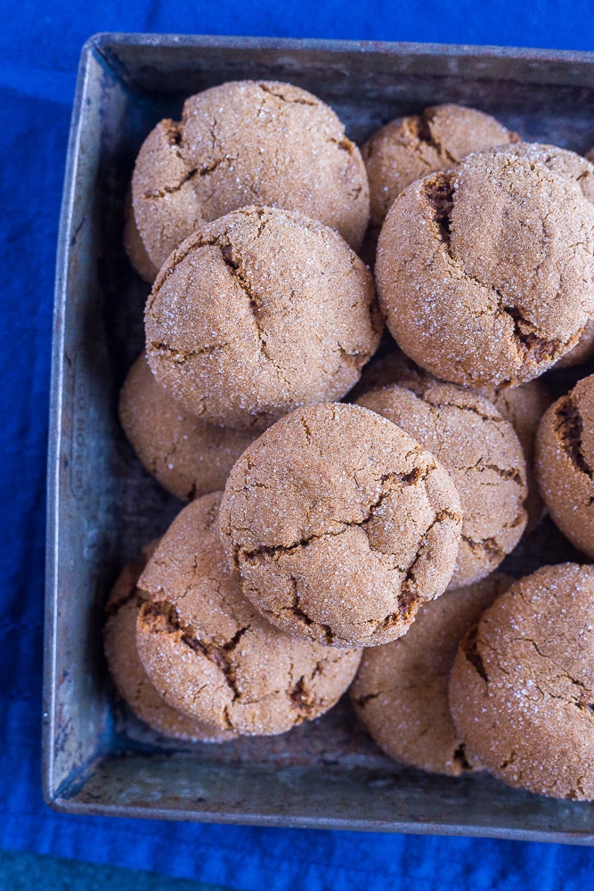 Tray of Vegan Soft and Chewy Molasses Cookies