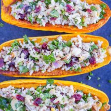 Vegetarian Stuffed Delicata Squash with Curry Tahini Dressing-image