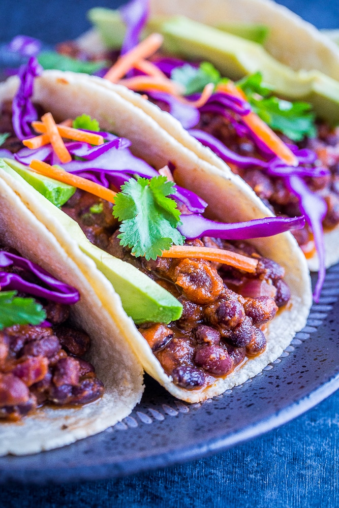 Side view of 20 Minute BBQ Black Bean Tacos