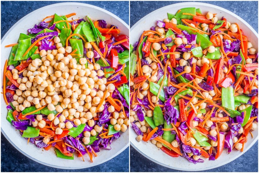 Vegetarian Stir Fry Recipe in a pan before adding the sauce