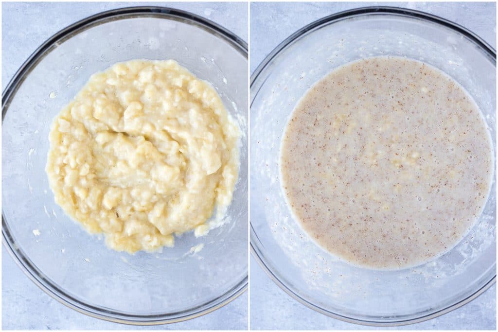 Step by step photos of these Easy Healthy Banana Muffins