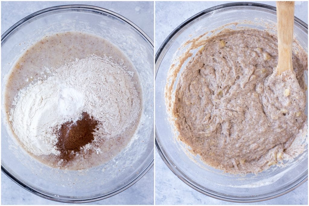 Step by step photos of these Toddler Friendly Healthy Banana Muffins