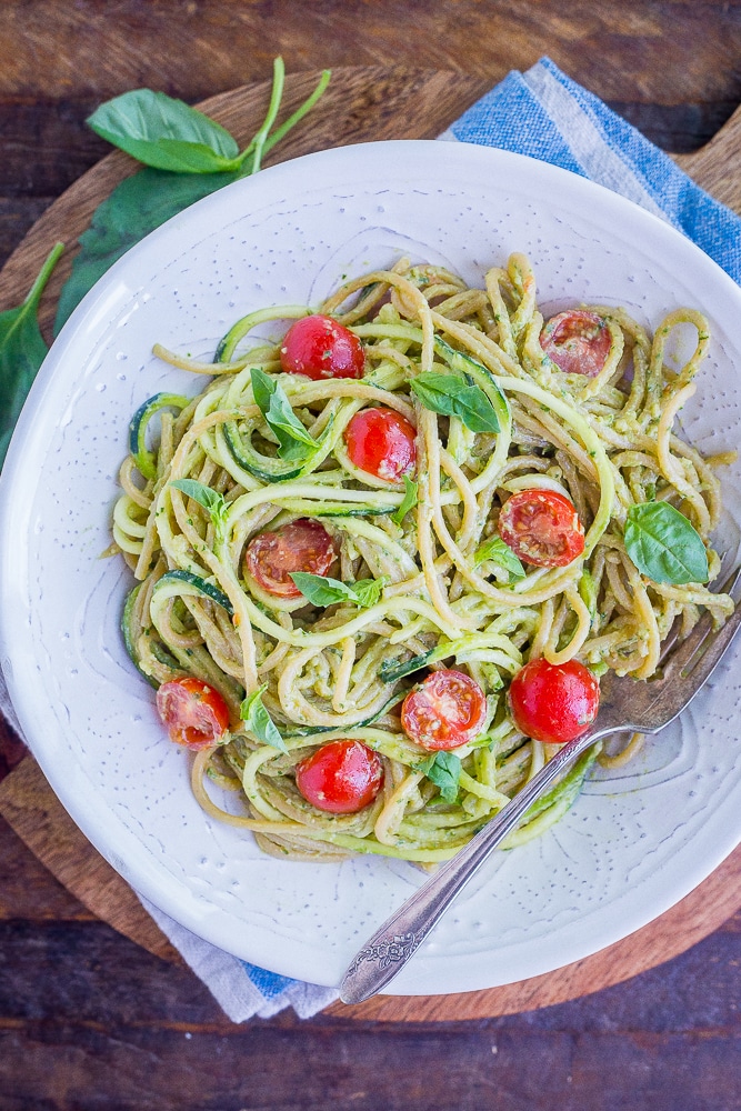 Zucchini Pasta with Creamy Avocado Pesto