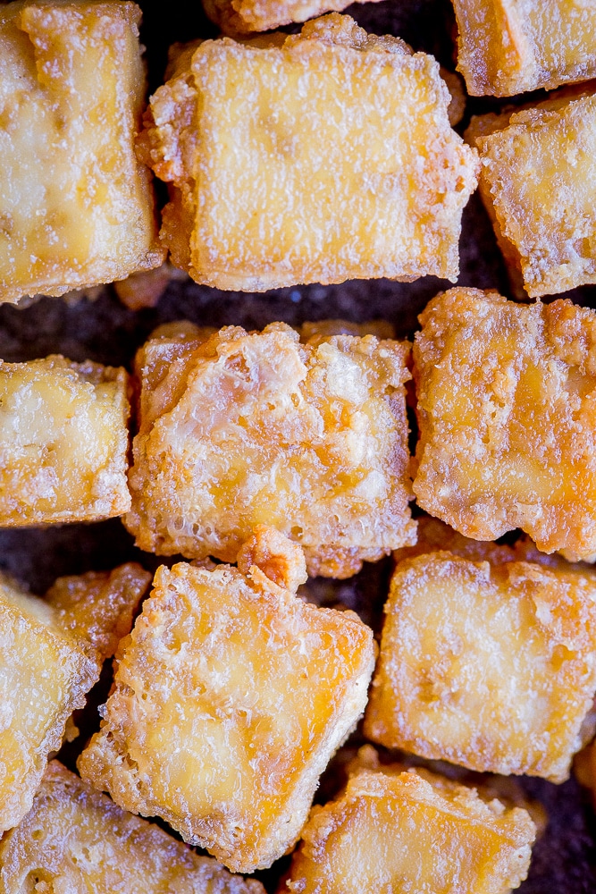 Close up of the BEST Crispy Tofu Recipe