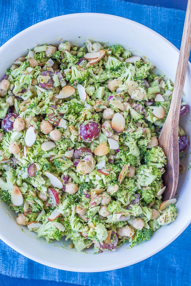 A big bowl of Creamy Broccoli Salad