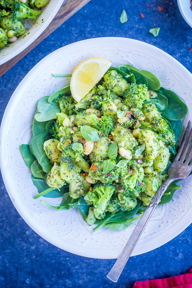Pesto Gnocchi with White Beans and Broccoli {20 minutes, One Pan} She