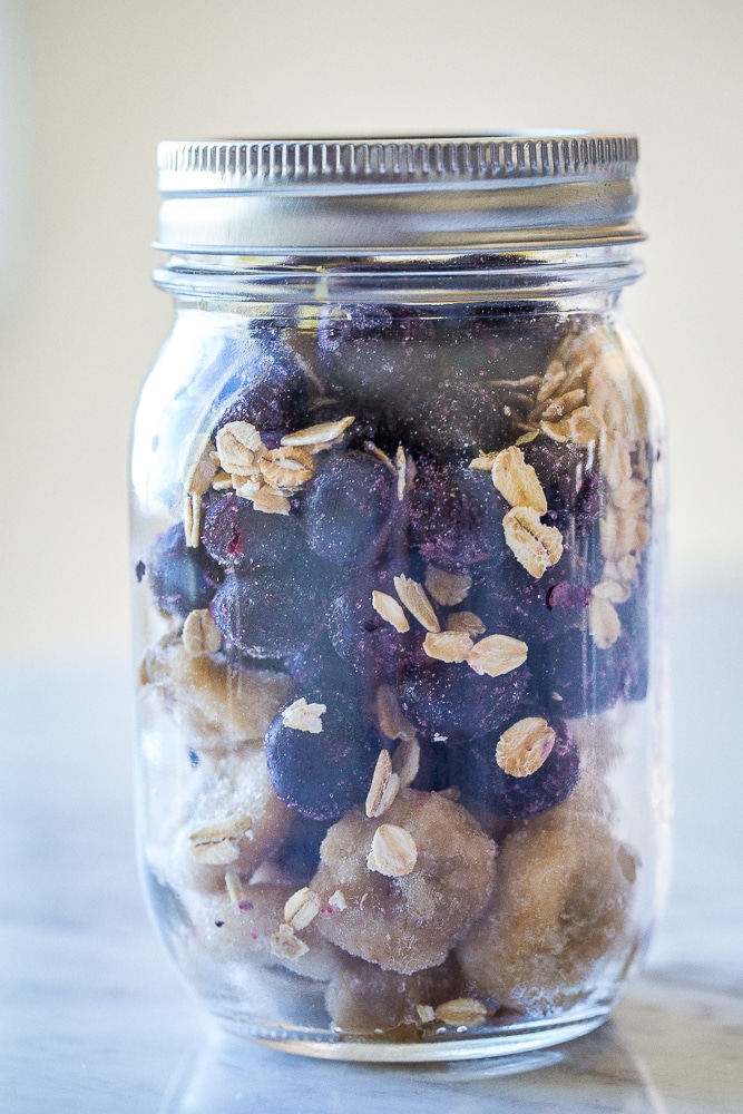 meal prep smoothie in a glass jar