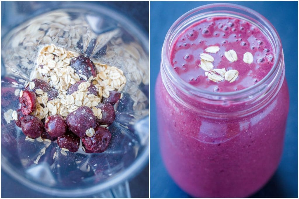 Cherry Beet Smoothie in blender and jar