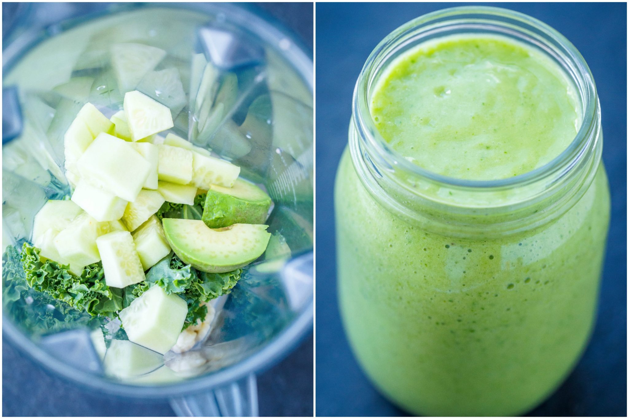 Green Smoothie in blender and jar