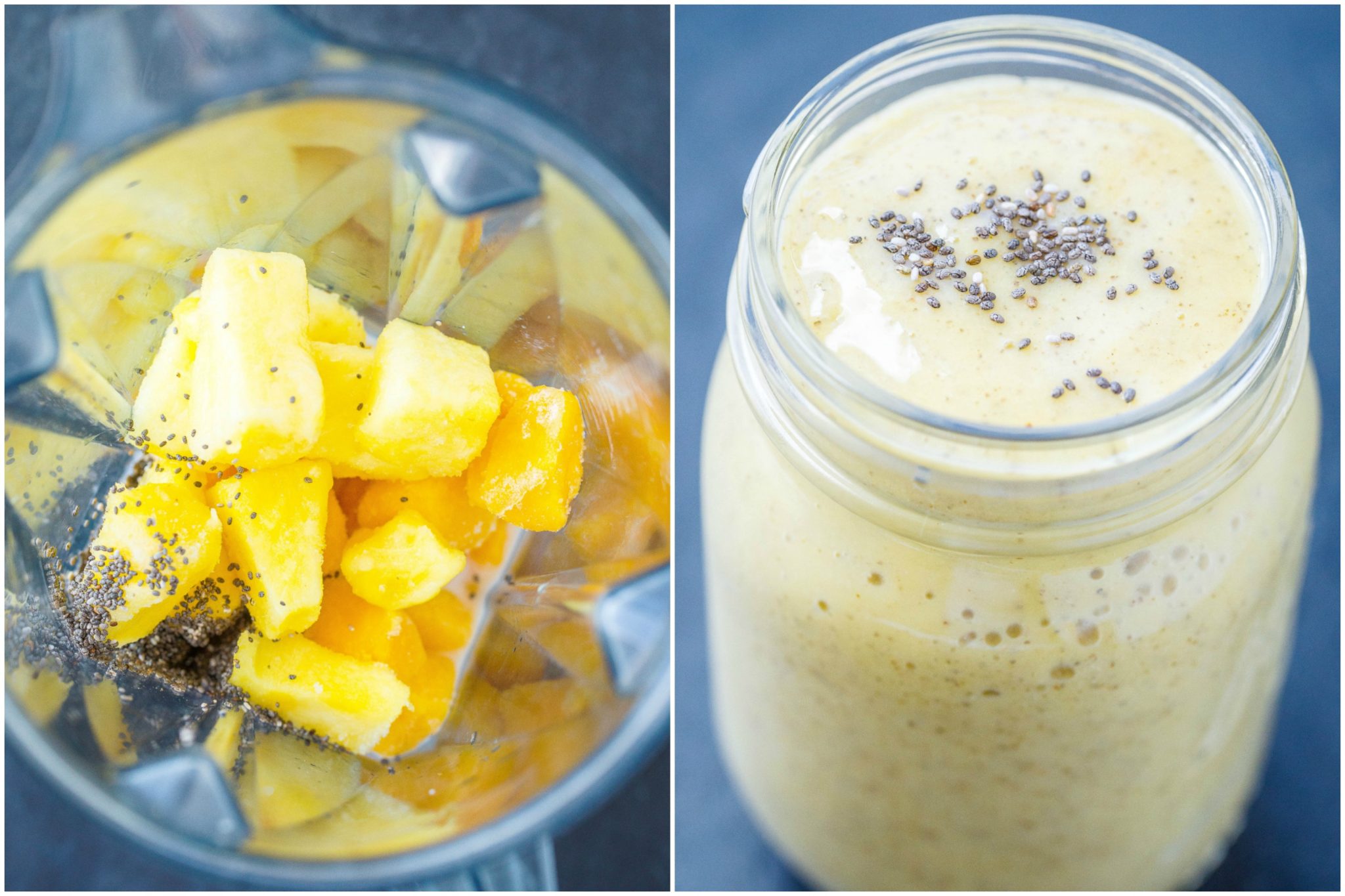 Tropical Fruit Smoothie in blender and jar