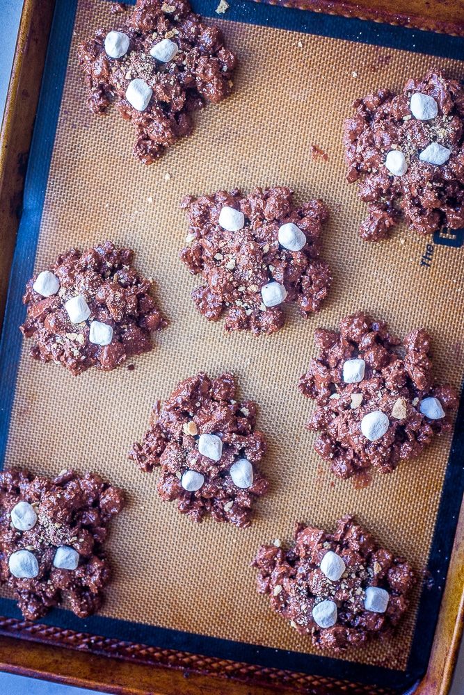 No Bake S'mores Cookies cooling on a tray