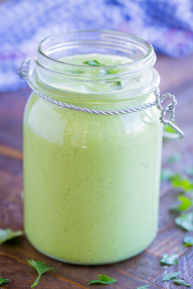 A big jar of avocado ranch dressing