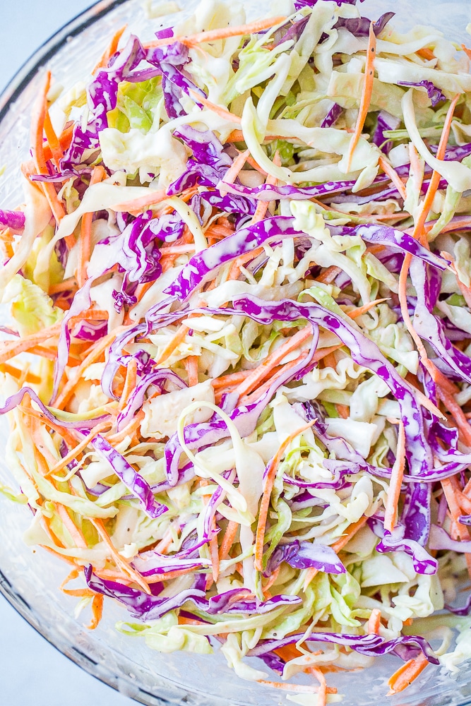 Close up of easy homemade coleslaw recipe