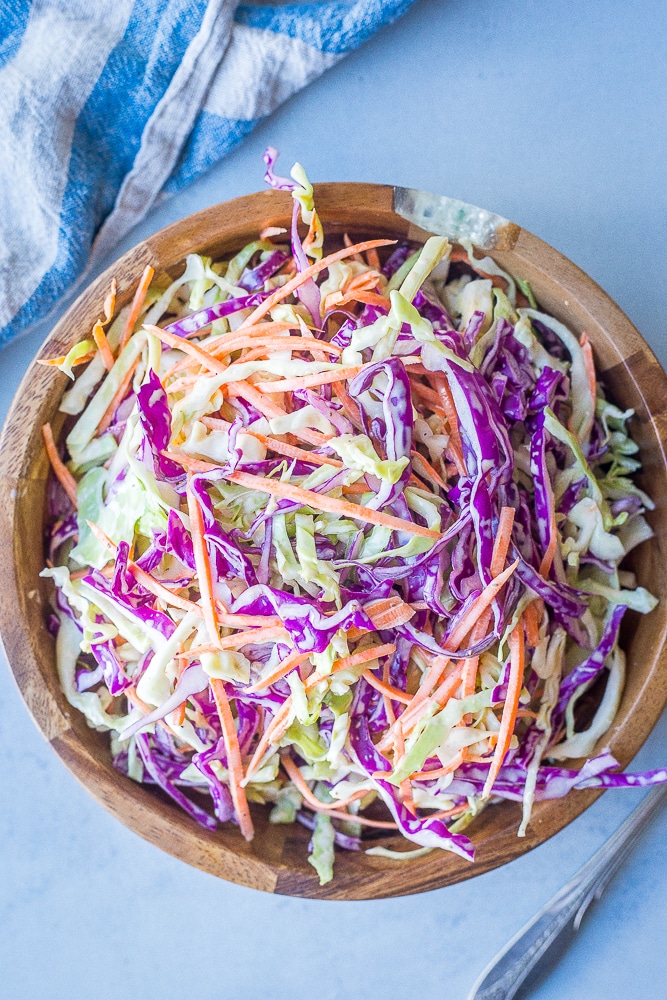 A big bowl of Easy Homemade Coleslaw Recipe