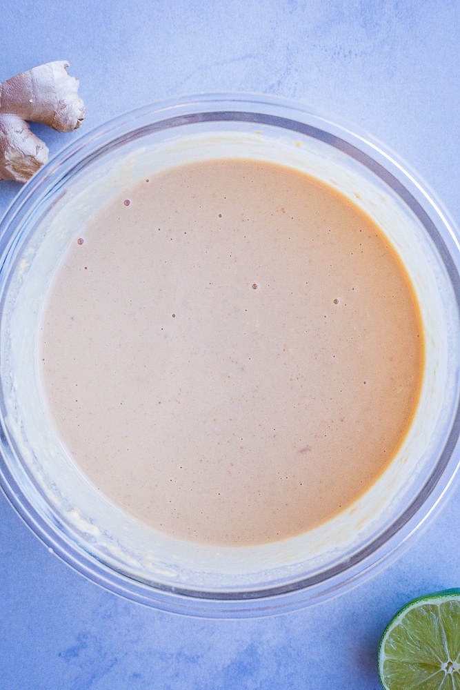 Bowl of mixed up easy peanut sauce