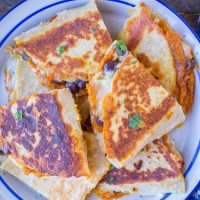 Pumpkin Quesadillas with Black Beans and Green Chile