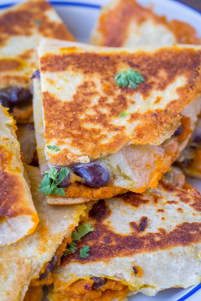 Close up photo of a pumpkin quesadilla recipe