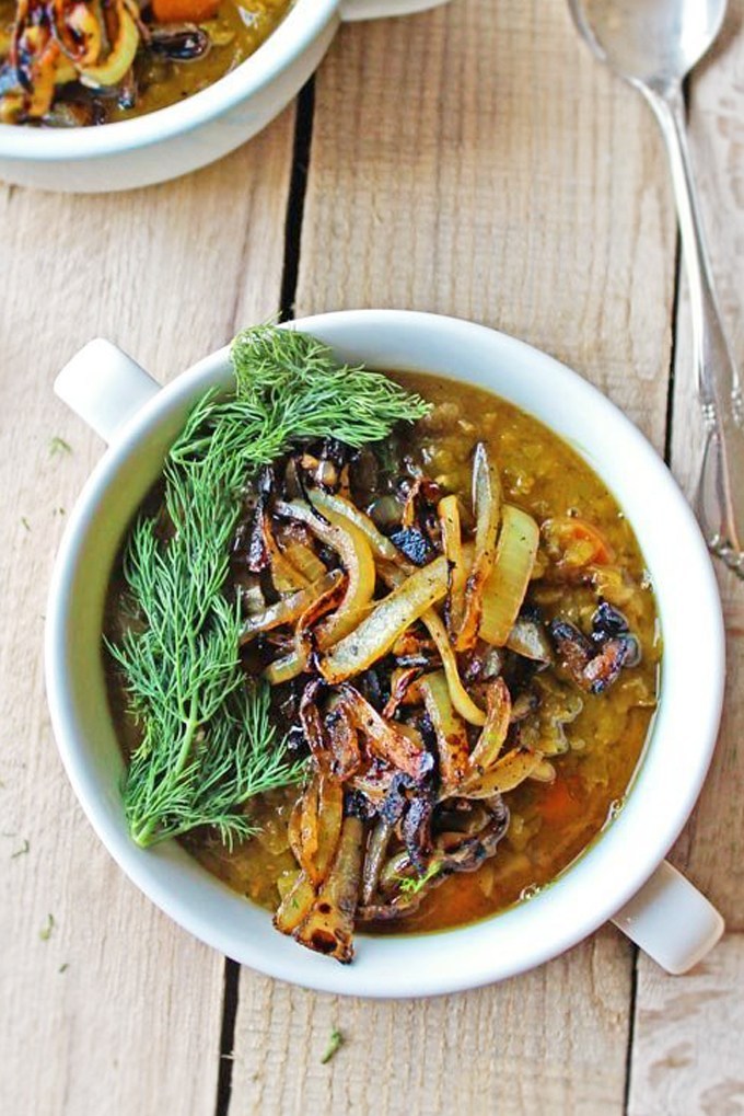 split pea soup in a bowl