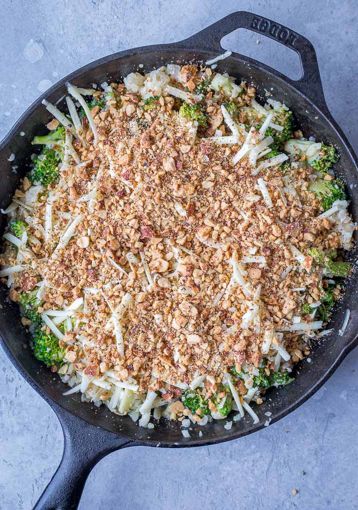 broccoli cheese casserole before it's put in the oven