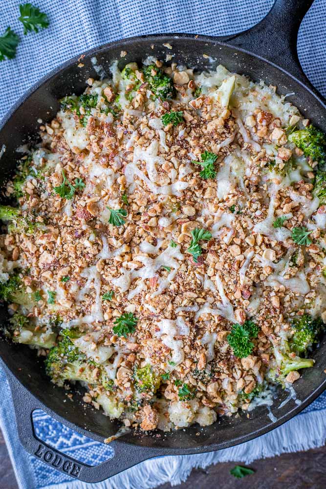 Broccoli cheese casserole out of the oven