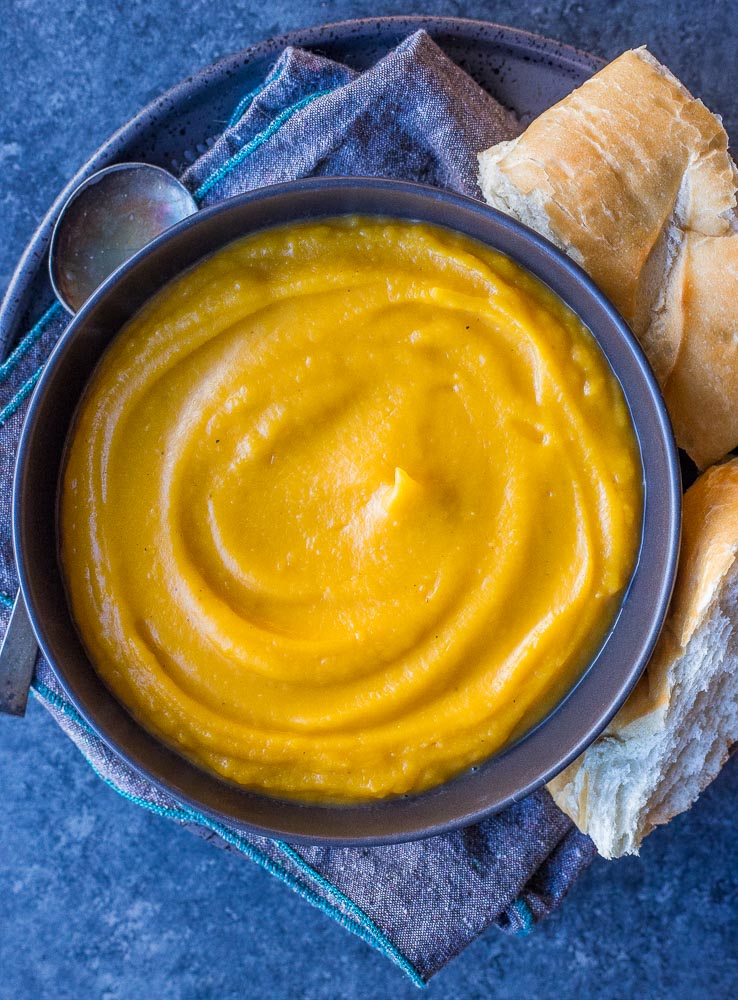 Bowl of roasted butternut squash soup