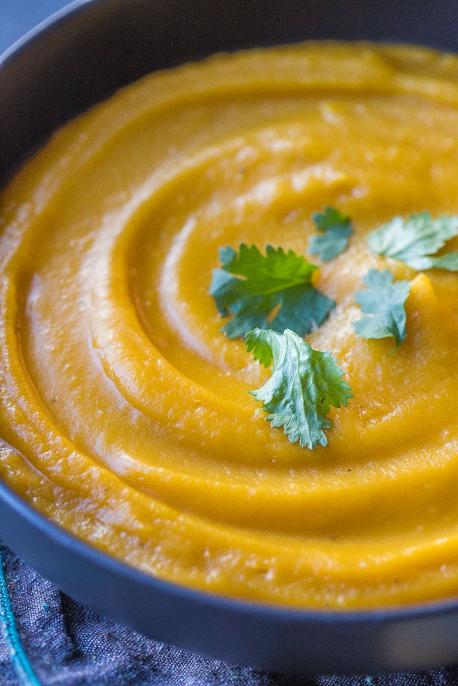 Close up of butternut squash soup