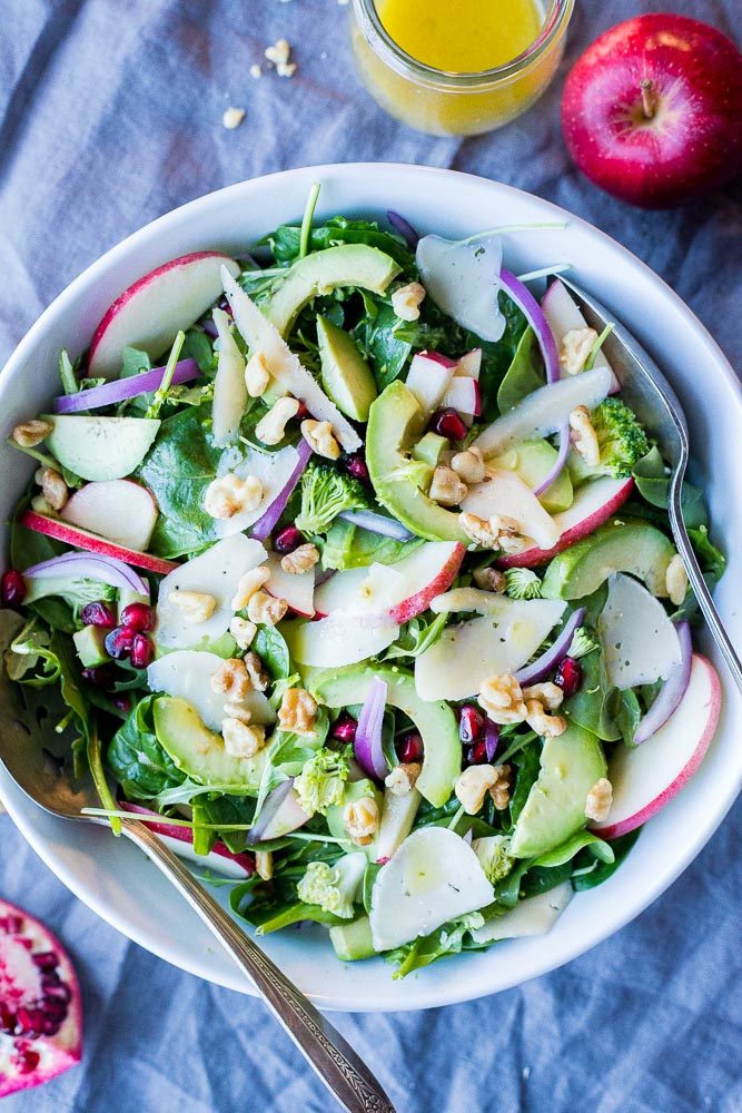 Loaded Dinner Salad in a large bowl with serving spoons