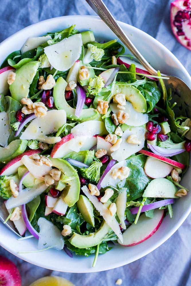 Loaded Dinner Salad in a bowl with a serving spoon