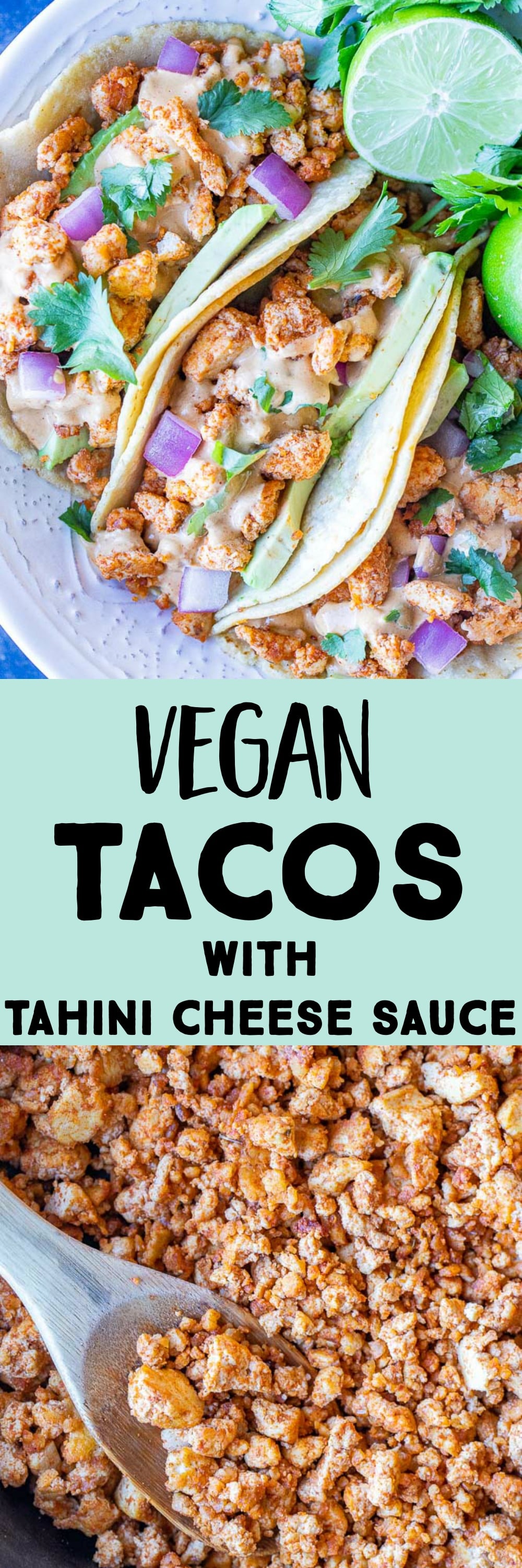 Vegan Tacos with Tahini Cheese Sauce - She Likes Food