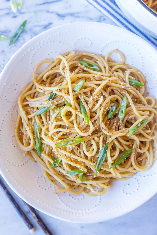 A pasta dish with Sesame noodles