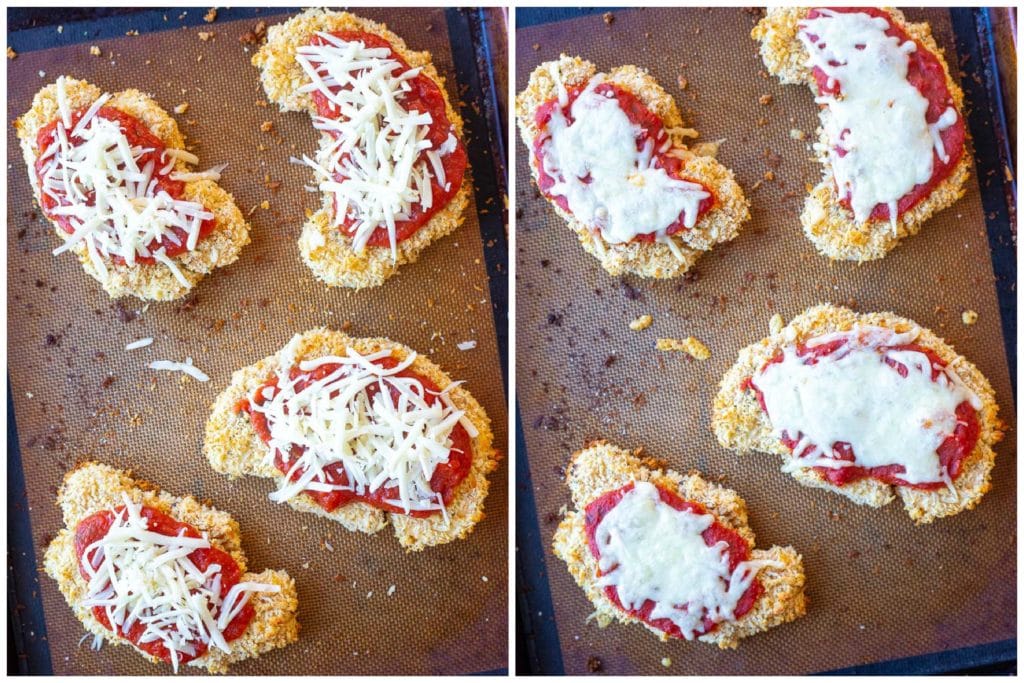 Cauliflower Parmesan on a baking sheet