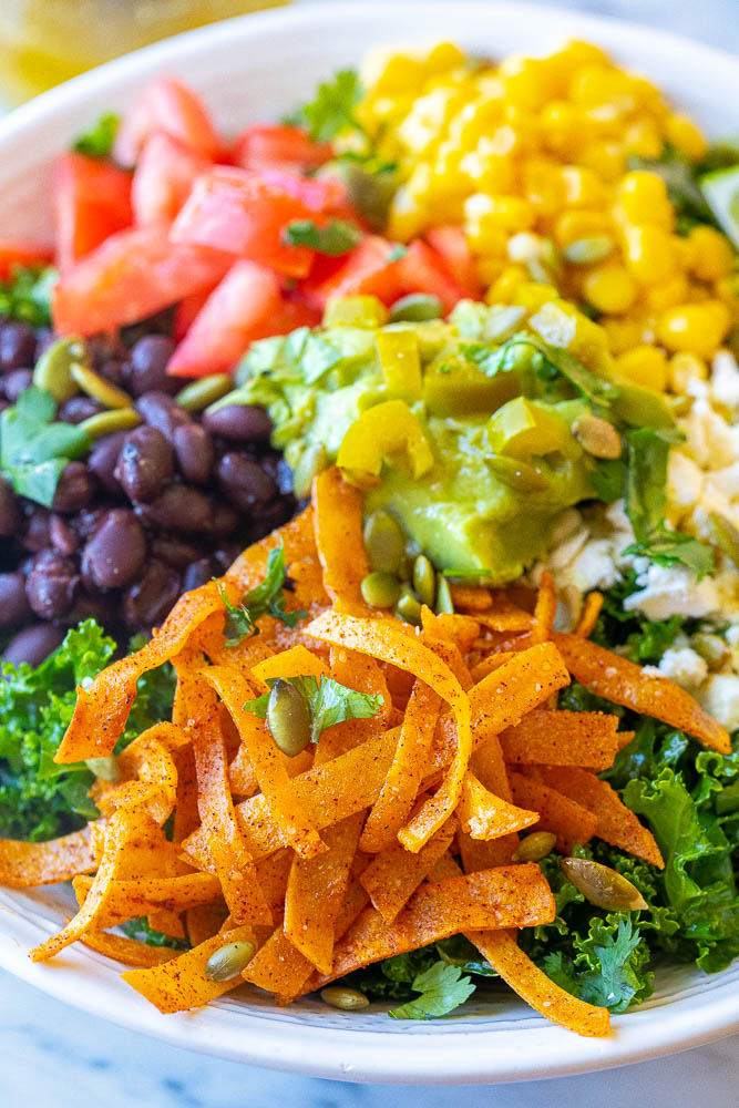 Close up of Mexican Kale Salad Recipe