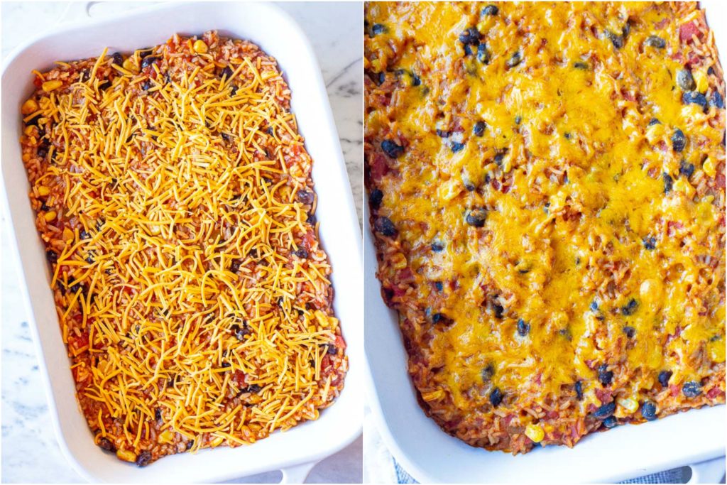Before and after photos of the casserole recipe