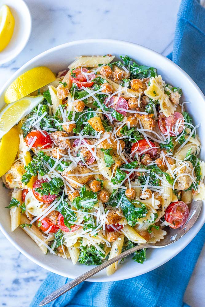 Kale Caesar Pasta Salad - She Likes Food