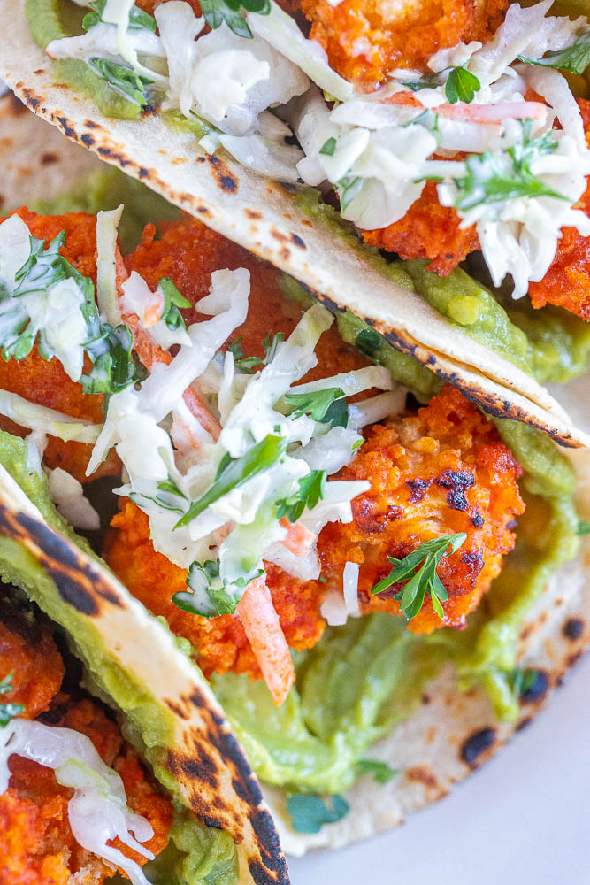 Buffalo cauliflower tacos