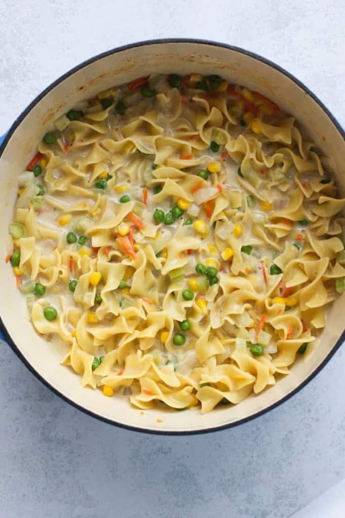 creamy veggies and noodles