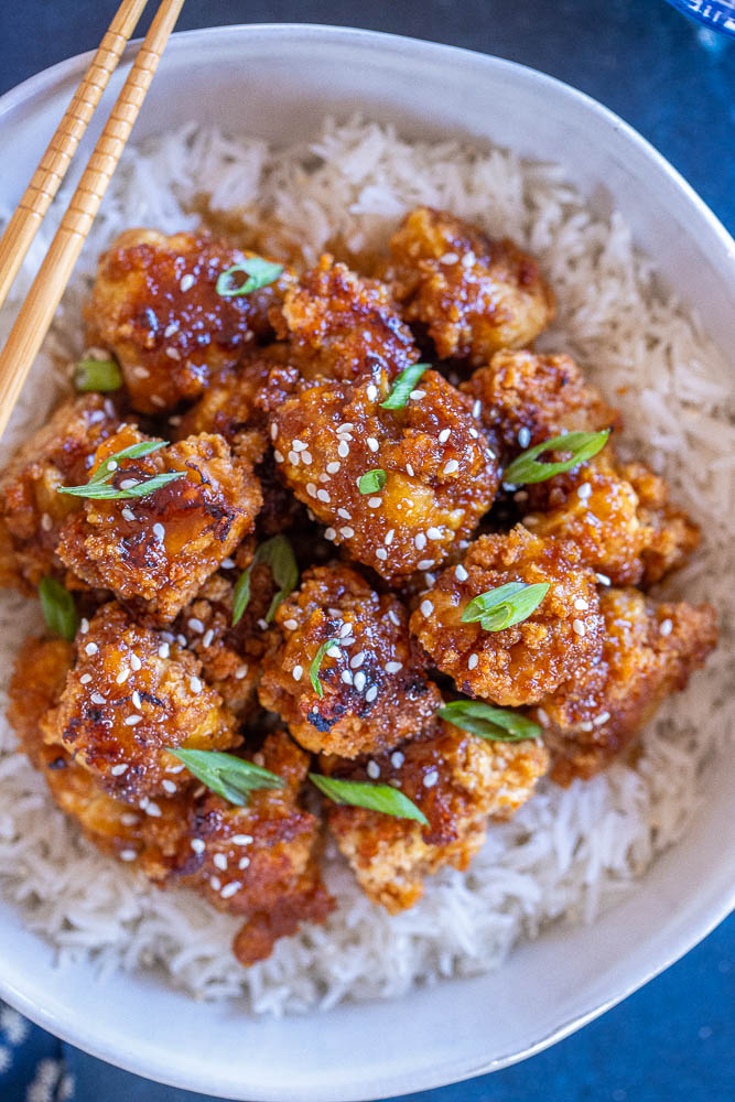 close up of this teriyaki cauliflower