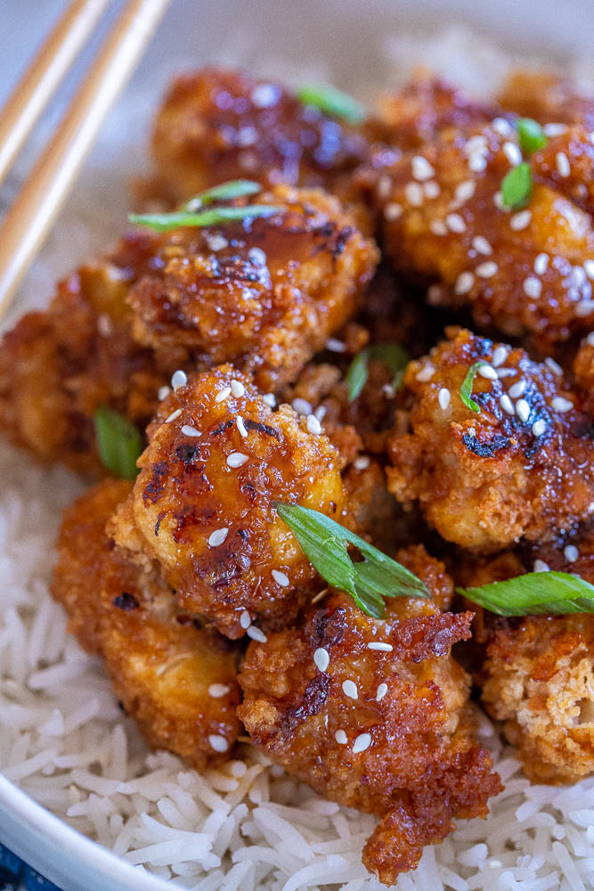 close up of teriyaki cauliflower