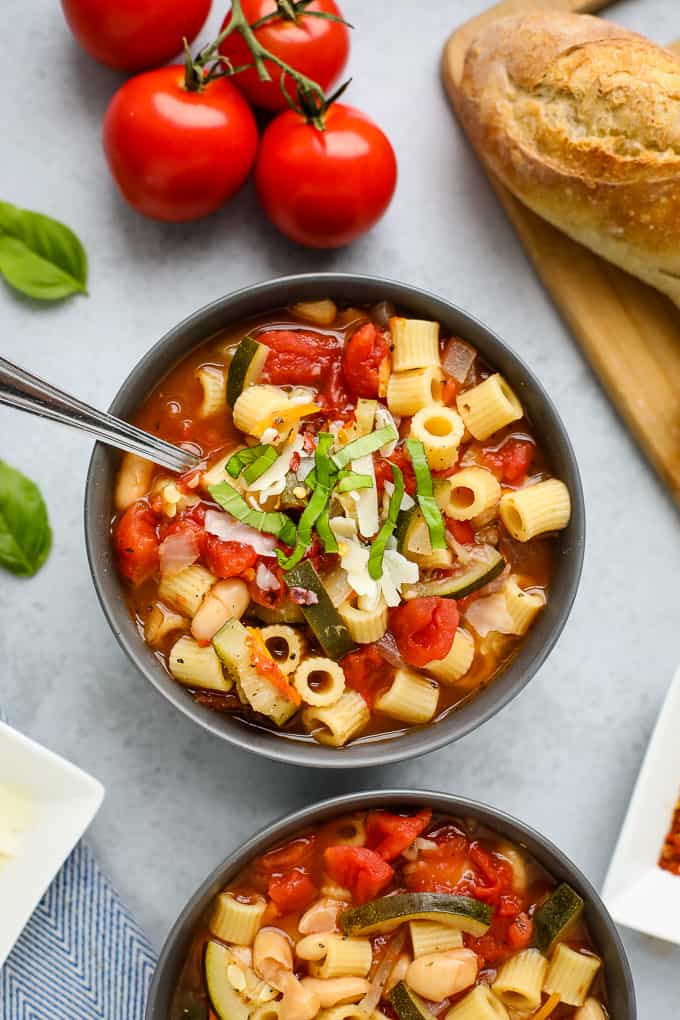 A bowl of minestrone