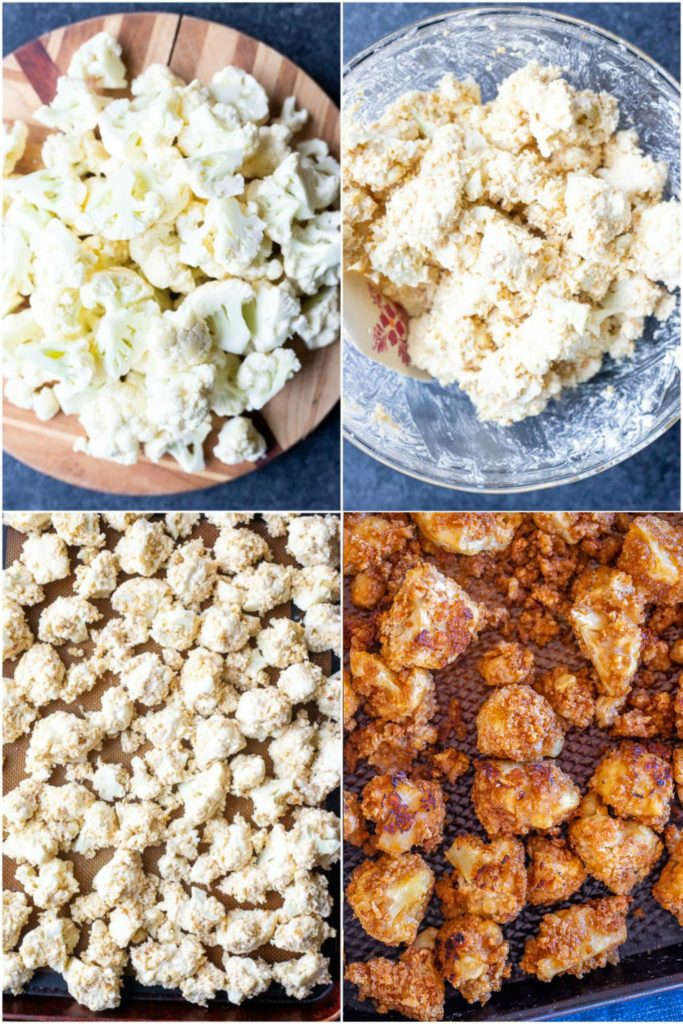 showing how to make crispy cauliflower