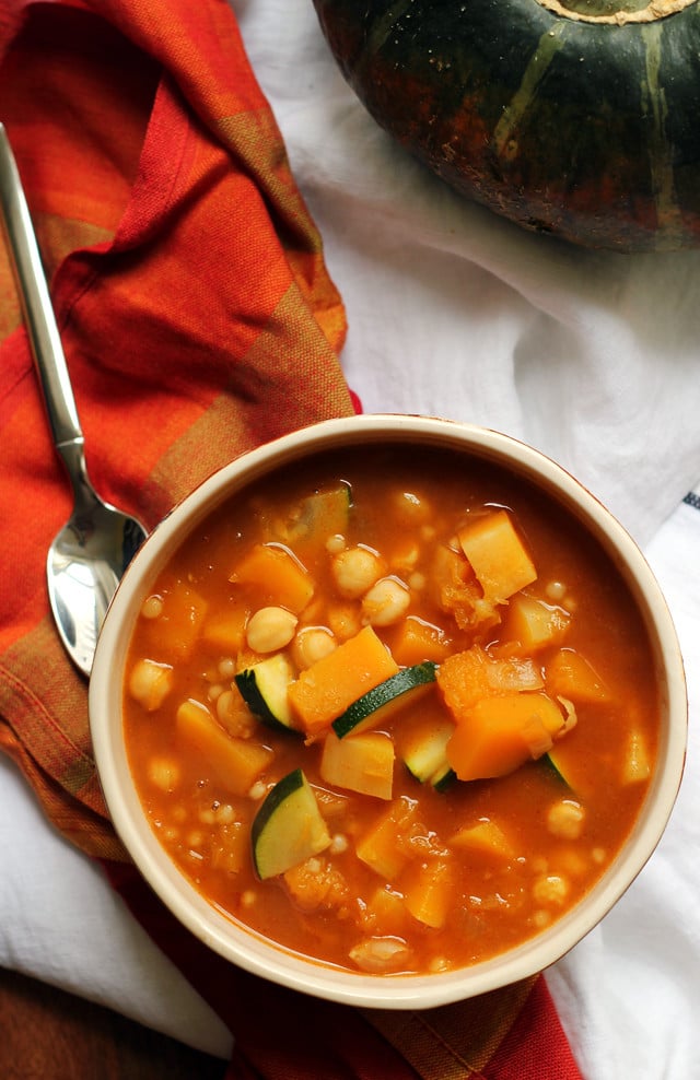 A bowl of vegetable soup