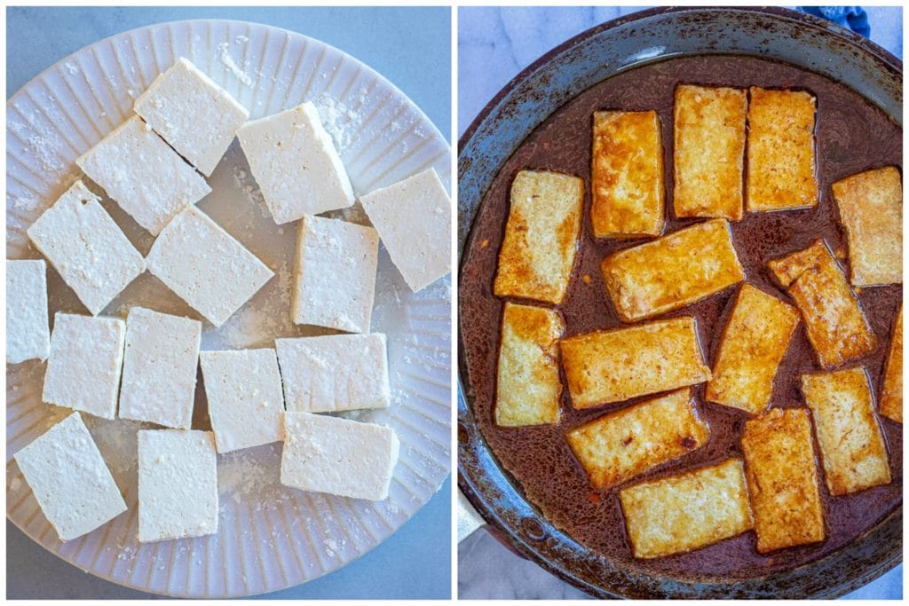 showing how to make glazed tofu
