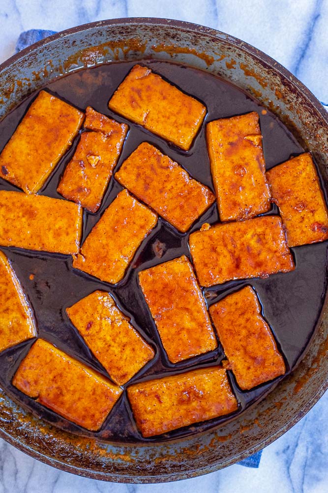 finished maple chili glazed tofu recipe