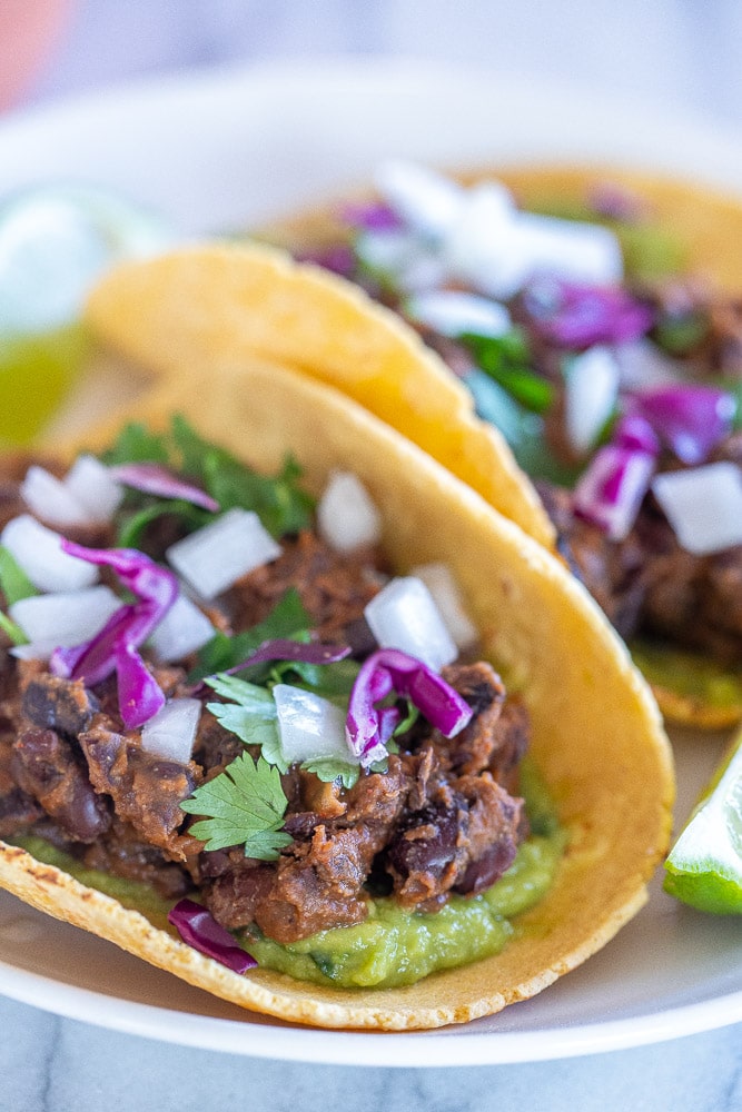 close up of a vegan taco