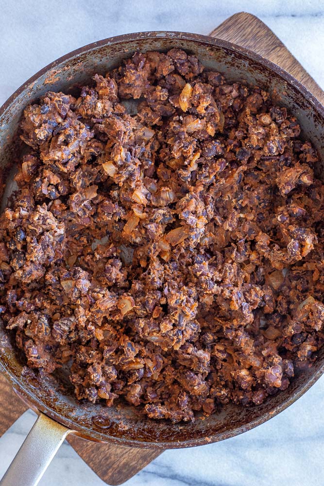 a pan of black bean taco mixture