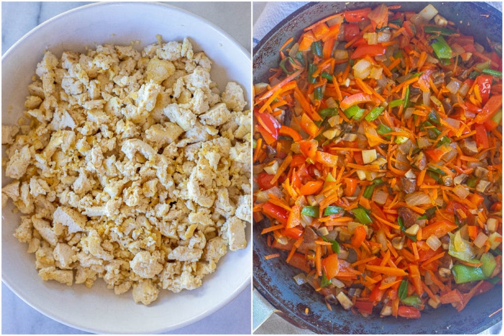 photo of tofu and vegetables cooked separately